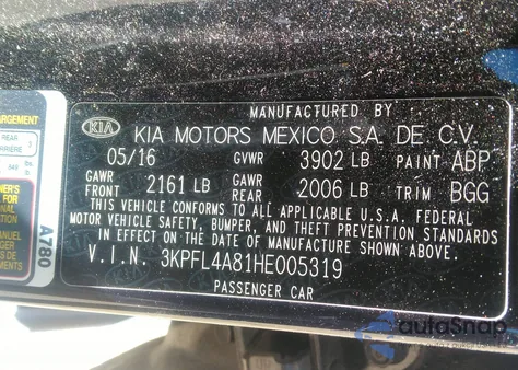 2017 Kia Forte Ex z USA, uszkodzony, nr VIN 3KPFL4A81HE005319